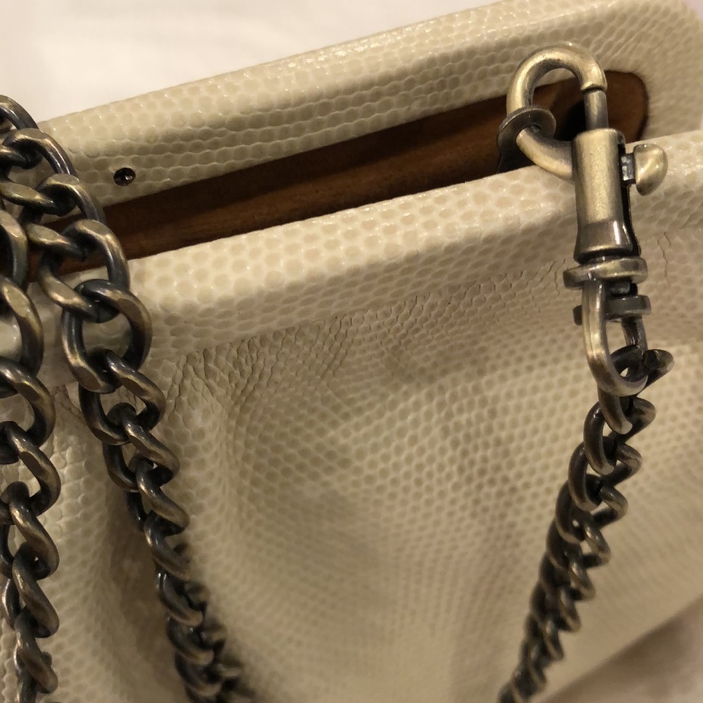 PATRICIA NASH LIZARD COLLECTION CB CLUTCH BAG in Bone NWT - Picture 7 of 8